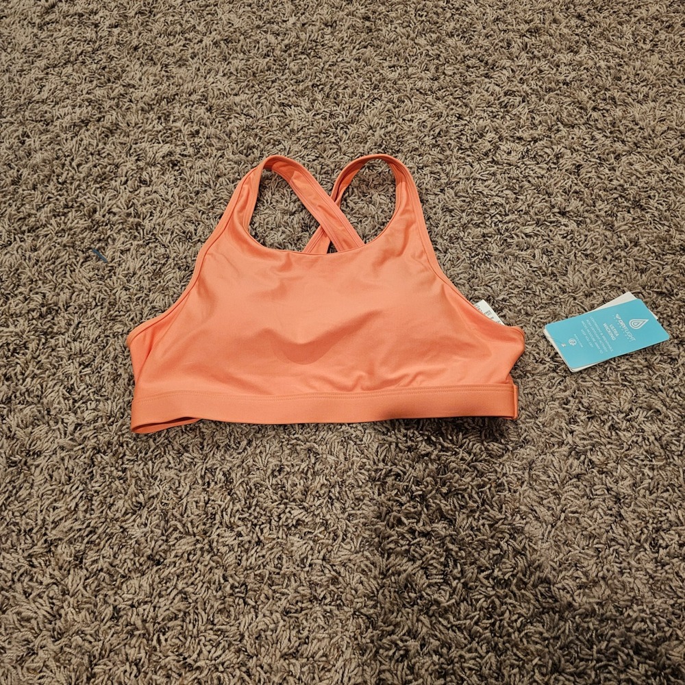 Roxy Lets Dance Bra 3 Coral Orange Sports Bra High Neck ERJKT03706 Womens Medium